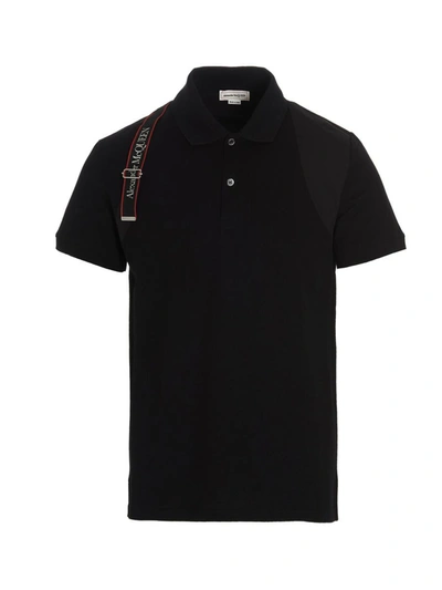 Shop Alexander Mcqueen Logo Tape Polo Shirt In Black