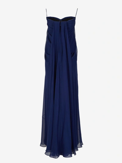 Shop Alexander Mcqueen Maxi Silk Dress In Blau Cobalt