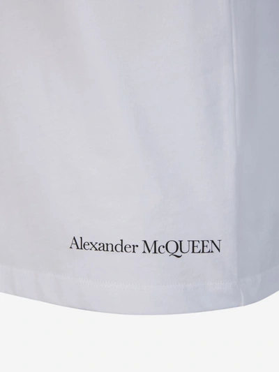 Shop Alexander Mcqueen Printed Cotton T-shirt In Blanc