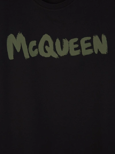 Shop Alexander Mcqueen Printed Cotton T-shirt In Negre