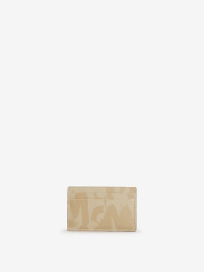 Shop Alexander Mcqueen Printed Leather Cardholder In Taupe