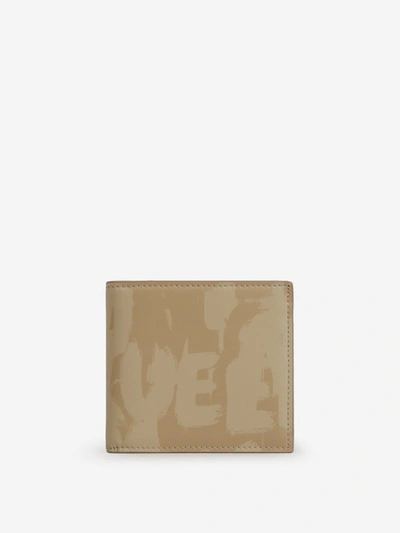 Shop Alexander Mcqueen Printed Leather Wallet In Taupe