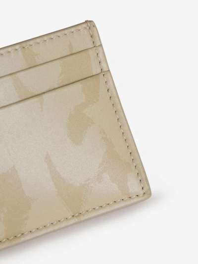 Shop Alexander Mcqueen Printed Leather Cardholder In Taupe