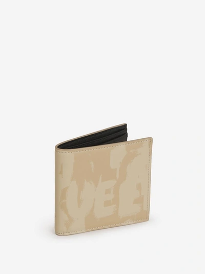 Shop Alexander Mcqueen Printed Leather Wallet In Taupe