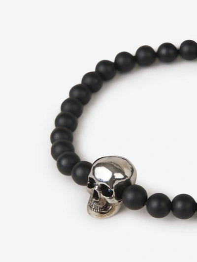 Shop Alexander Mcqueen Skull Pearls Bracelet In Negre