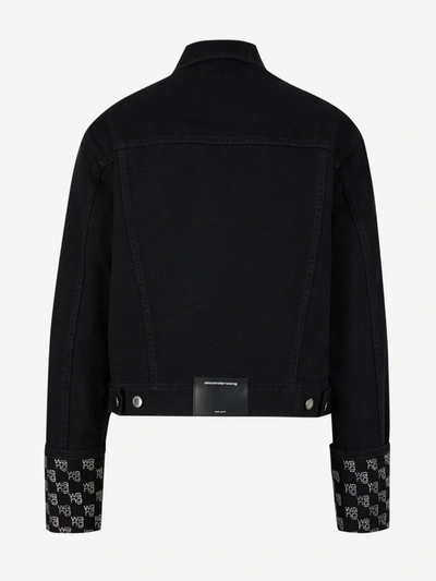 Shop Alexander Wang Crystal Denim Jacket In Negre