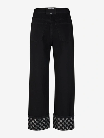 Shop Alexander Wang Crystal Straight Jeans In Negre