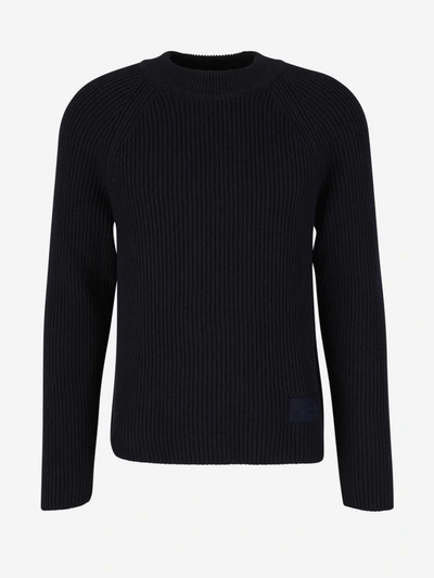 Shop Ami Alexandre Mattiussi Ami Paris Cable Knit Sweater In Blau Nit