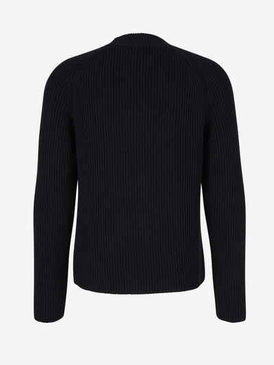 Shop Ami Alexandre Mattiussi Ami Paris Cable Knit Sweater In Blau Nit