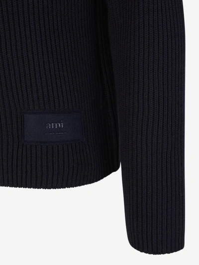 Shop Ami Alexandre Mattiussi Ami Paris Cable Knit Sweater In Blau Nit