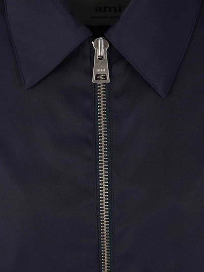 Shop Ami Alexandre Mattiussi Ami Paris Elastic Logo Jacket In Blau Nit