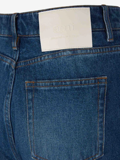 Shop Ami Alexandre Mattiussi Ami Paris Wide Cotton Jeans In Blau Denim