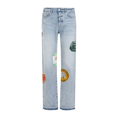 Shop Amiri Travel Patch Straight Jeans In Blue