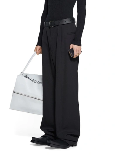 Shop Balenciaga Barathea Wool Trousers In Negre