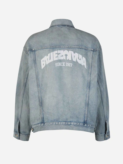 Shop Balenciaga Cotton Denim Jacket In Blau Denim