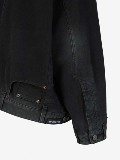 Shop Balenciaga Deconstructed Denim Jacket In Negre