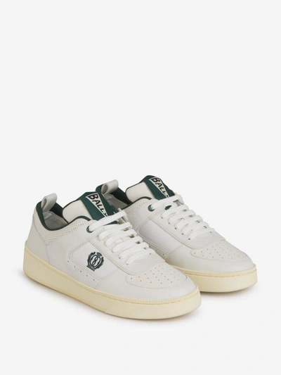 Shop Bally Logo Leather Sneakers In Gris Clar