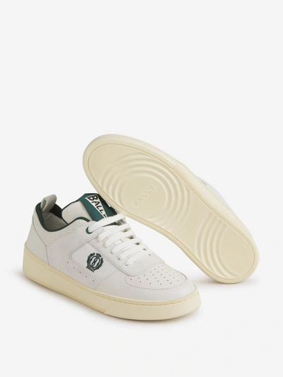Shop Bally Logo Leather Sneakers In Gris Clar
