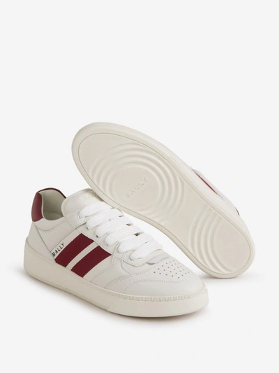 Shop Bally Striped Leather Sneakers In Blanc