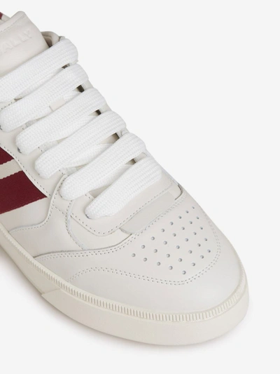 Shop Bally Striped Leather Sneakers In Blanc
