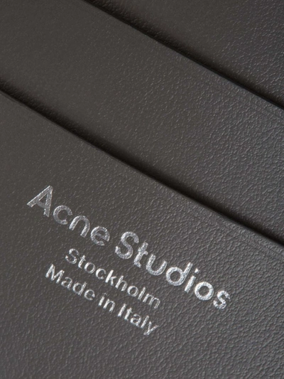 Shop Acne Studios Leather Logo Card Holder In Gris Fosc