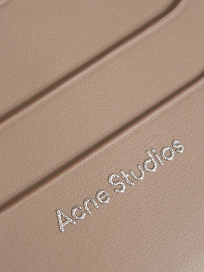 Shop Acne Studios Logo Leather Card Holder In Taupe