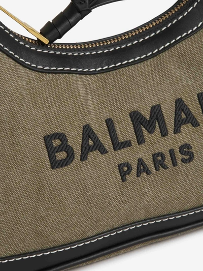 Shop Balmain Canvas B-army Shoulder Bag In Verd Militar