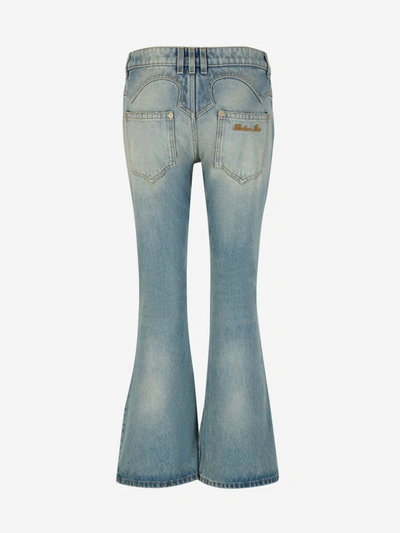 Shop Balmain Cotton Flare Jeans In Blau Denim