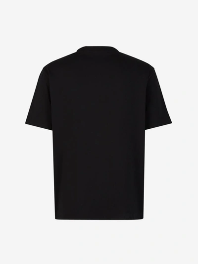 Shop Balmain Embroidered Cotton T-shirt In Negre