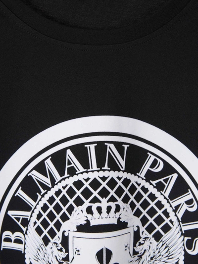 Shop Balmain Embossed Logo T-shirt In Negre