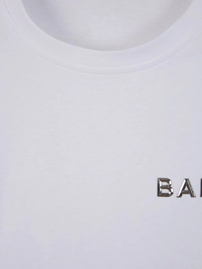 Shop Balmain Logo Cotton T-shirt In Blanc