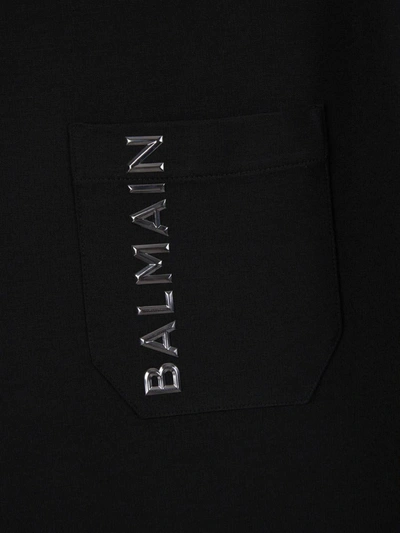 Shop Balmain Logo Pocket T-shirt In Negre