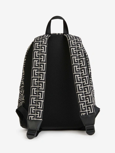 Shop Balmain Monogram Jacquard Backpack In Negre