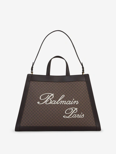 Shop Balmain Oliver's Cabas Tote Bag In Marró Fosc