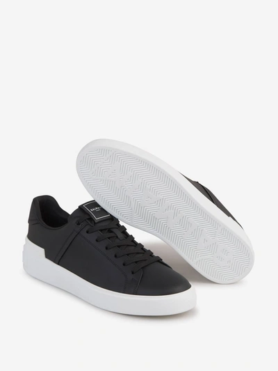 Shop Balmain Smooth Leather Sneakers In Negre