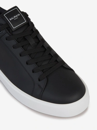 Shop Balmain Smooth Leather Sneakers In Negre