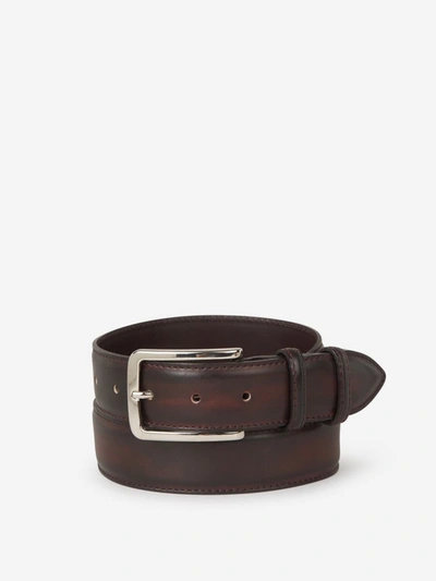 Shop Bontoni Smooth Leather Belt In Marró Fosc