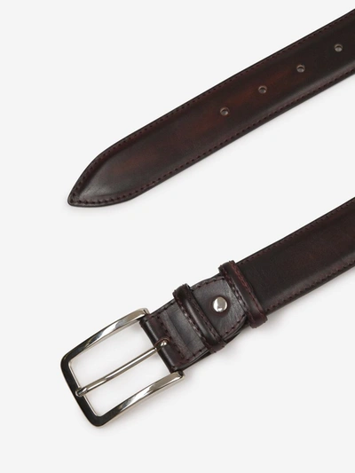 Shop Bontoni Smooth Leather Belt In Marró Fosc