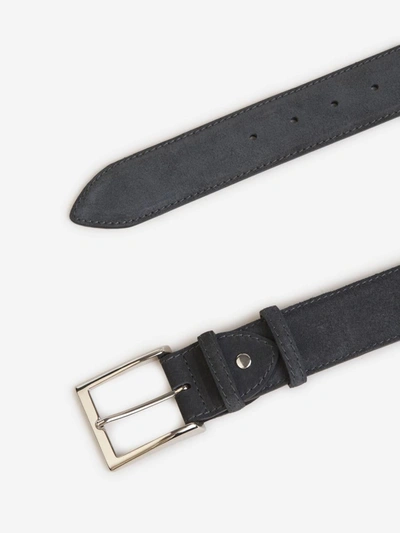 Shop Bontoni Suede Leather Belt In Gris Fosc