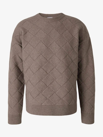 Shop Bottega Veneta Intreccio Wool Sweater In Taupe