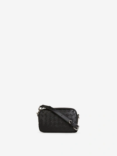 Shop Bottega Veneta Mini Intrecciato Crossbody Bag In Negre