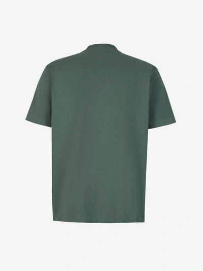 Shop Bottega Veneta Plain Cotton T-shirt In Verd Fosc