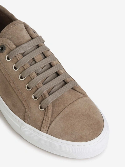 Shop Brioni Suede Leather Sneakers In Taupe