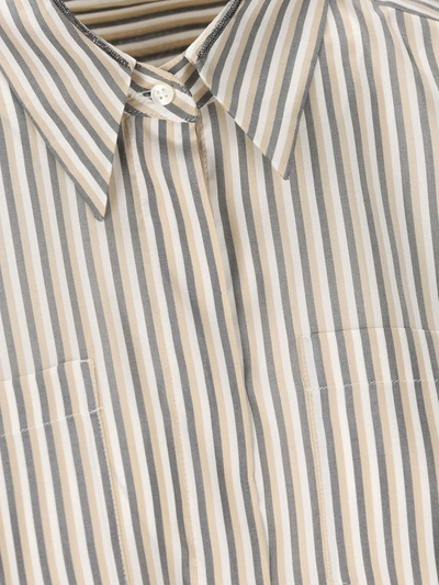 Shop Brunello Cucinelli Shirts In White-beige-lignite