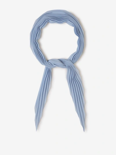 Shop Ami Alexandre Mattiussi Ami Paris Pleated Semi-transparent Scarf In Blau Cel