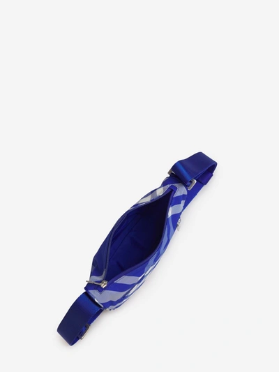 Burberry Blue Embroidered Nylon Shield Crossbody Bag In Blau Cobalt