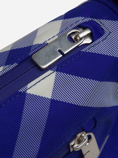 Burberry Blue Embroidered Nylon Shield Crossbody Bag In Blau Cobalt