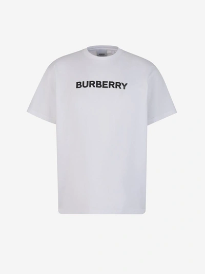 Shop Burberry Cotton Logo T-shirt In Blanc
