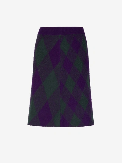 Shop Burberry Diamond Motif Wool Skirt In Porpre