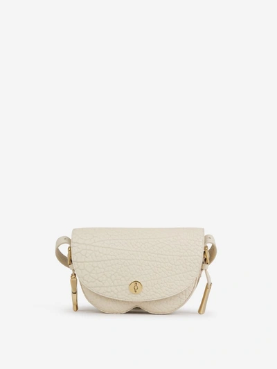 Shop Burberry Granulated Leather Bag In Ivori
